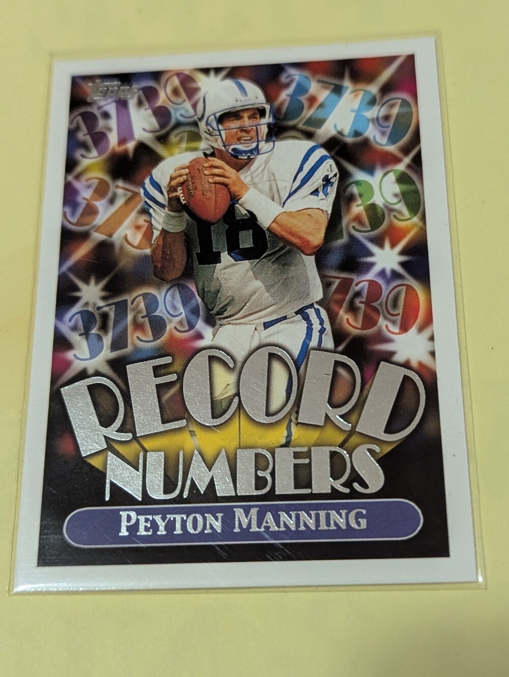 1999 Topps Record Numbers Peyton Manning Silver Trading Card Numbered #RN9